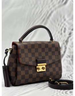 (LIKE NEW) LOUIS VUITTON CROISETTE IN BROWN DAMIER EBENE CANVAS WITH LEATHER
