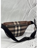 BURBERRY SONNY BELT BAG IN DARK BIRCH BROWN COLORWAY CHECK CANVAS