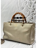 GUCCI MEDIUM BAMBOO SHOPPER TOTE IN CHAMPAGNE CALFSKIN LEATHER