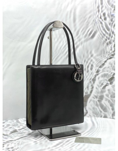 CHRISTIAN DIOR SHOULDER BAG IN BLACK WITH GREEN CALFSKIN LEATHER