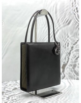 CHRISTIAN DIOR SHOULDER BAG IN BLACK WITH GREEN CALFSKIN LEATHER