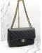 CHANEL CLASSIC JUMBO DOUBLE FLAP SHOULDER BAG IN BLACK CAVIAR LEATHER