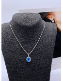 BLUE TOPAZ STONE DIAMOND WHITE GOLD NECKLACE