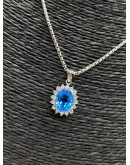 BLUE TOPAZ STONE DIAMOND WHITE GOLD NECKLACE