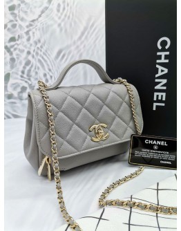 CHANEL CAVIAR QUILTED SMALL BUSINESS AFFINITY FLAP GREY