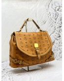 (LIKE NEW) MCM TOP HANDLE BAG IN BROWN VISETOS LEATHER WITH STRAP