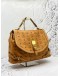 (LIKE NEW) MCM TOP HANDLE BAG IN BROWN VISETOS LEATHER WITH STRAP