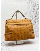 (LIKE NEW) MCM TOP HANDLE BAG IN BROWN VISETOS LEATHER WITH STRAP