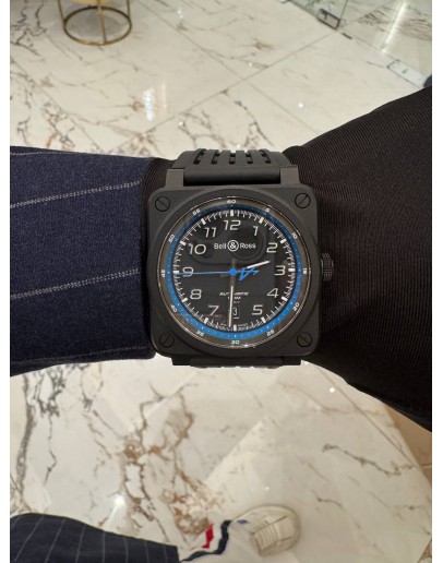 (BRAND NEW) 2023 BELL & ROSS BR 03-92 A522 ALPINE REF BR0392-A522-CE/SRB LIMITED TO 999 PIECES WORLDWIDE BLUE DIAL 42MM AUTOMATIC WATCH -FULL SET-