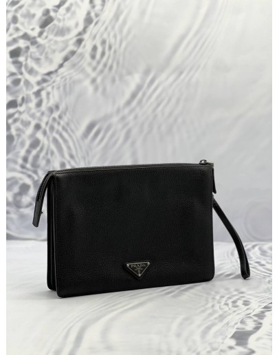 PRADA VITELLO CITY BLACK CLUTCH 