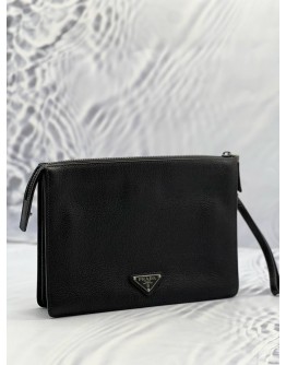 PRADA VITELLO CITY BLACK CLUTCH 