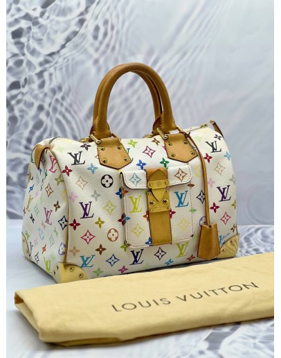 LOUIS VUITTON x TAKASHI MURAKAMI SPEEDY MONOGRAM 30 WHITE MULTICOLOR