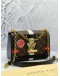 (LIKE NEW) LOUIS VUITTON TWIST MM STUDS BROWN MONOGRAM CANVAS / BLACK EPI LEATHER CHAIN SHOULDER BAG 
