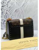 (LIKE NEW) LOUIS VUITTON TWIST MM STUDS BROWN MONOGRAM CANVAS / BLACK EPI LEATHER CHAIN SHOULDER BAG 