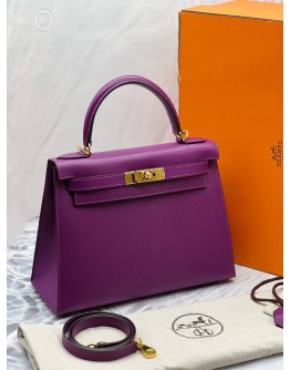 (LIKE NEW) 2019 HERMES KELLY 28 IN ANEMONE EPSOM LEATHER GOLD HARDWARE -FULL SET- 