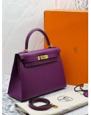 (LIKE NEW) 2019 HERMES KELLY 28 IN ANEMONE EPSOM LEATHER GOLD HARDWARE -FULL SET- 