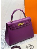 (LIKE NEW) 2019 HERMES KELLY 28 IN ANEMONE EPSOM LEATHER GOLD HARDWARE -FULL SET- 