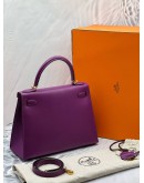 (LIKE NEW) 2019 HERMES KELLY 28 IN ANEMONE EPSOM LEATHER GOLD HARDWARE -FULL SET- 