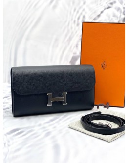 (BRAND NEW) 2025 HERMES CONSTANCE TO GO WALLET IN NOIR EPSOM LEATHER -FULL SET-