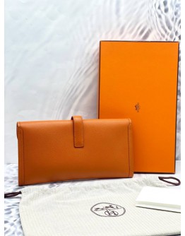 (LIKE NEW) 2013 HERMES JIGE ELAN 29 CLUTCH IN ORANGE H EPSOM LEATHER -FULL SET-
