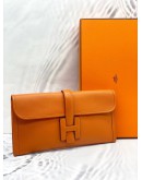 (LIKE NEW) 2013 HERMES JIGE ELAN 29 CLUTCH IN ORANGE H EPSOM LEATHER -FULL SET-