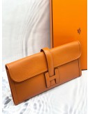 (LIKE NEW) 2013 HERMES JIGE ELAN 29 CLUTCH IN ORANGE H EPSOM LEATHER -FULL SET-
