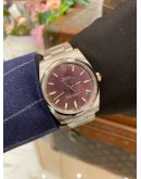 (BRAND NEW) 2017 ROLEX OYSTER PERPERTUAL 34 FULL STICKER REF 114200 PURPLE DIAL 34MM AUTOMATIC WATCH -FULL SET-