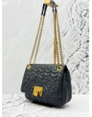 MICHAEL KORS VIVIANNE FLORAL FLAP SHOULDER BAG IN BLACK QUILTED CALFSKIN LEATHER