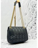 MICHAEL KORS VIVIANNE FLORAL FLAP SHOULDER BAG IN BLACK QUILTED CALFSKIN LEATHER