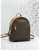 MICHAEL KORS ADINA MEDIUM BACKPACK IN BROWN CANVAS AND CALFSKIN LEATHER