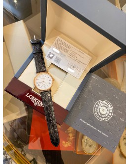 (UNUSED) 2022 LONGINES PRESENCE 18K 750 ROSE GOLD REF L4.905.1.11.2 WHITE ROMAN NUMERALS DIAL 38.5MM AUTOMATIC WATCH -FULL SET- 