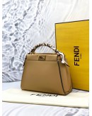 (UNUSED) FENDI PEEKABOO ISEEU MINI TOP HANDLE BAG WITH STRAP IN BROWN CALFSKIN LEATHER -FULL SET-
