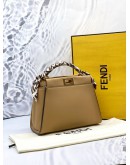 (UNUSED) FENDI PEEKABOO ISEEU MINI TOP HANDLE BAG WITH STRAP IN BROWN CALFSKIN LEATHER -FULL SET-