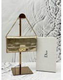 CHRISTIAN DIOR MISS DIOR WALLET ON CHAIN IN METALLIC GOLD PYTHON LEATHER AND LIGHT PINK CALFSKIN LEATHER -FULL SET-