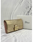 CHRISTIAN DIOR MISS DIOR WALLET ON CHAIN IN METALLIC GOLD PYTHON LEATHER AND LIGHT PINK CALFSKIN LEATHER -FULL SET-