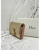 CHRISTIAN DIOR MISS DIOR WALLET ON CHAIN IN METALLIC GOLD PYTHON LEATHER AND LIGHT PINK CALFSKIN LEATHER -FULL SET-