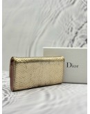 CHRISTIAN DIOR MISS DIOR WALLET ON CHAIN IN METALLIC GOLD PYTHON LEATHER AND LIGHT PINK CALFSKIN LEATHER -FULL SET-