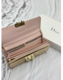 CHRISTIAN DIOR MISS DIOR WALLET ON CHAIN IN METALLIC GOLD PYTHON LEATHER AND LIGHT PINK CALFSKIN LEATHER -FULL SET-
