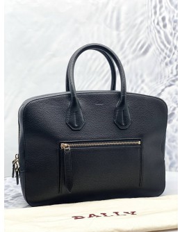 (LIKE NEW) BALLY SOMET SHOULDER HANDBAG GENUINE LEATHER BLACK 2WAY SLIM 