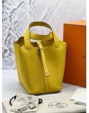 (BRAND NEW) 204 HERMES PICOTIN 18 IN JAUNE DE NAPLES CLEMENCE LEATHER -FULL SET-