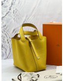 (BRAND NEW) 204 HERMES PICOTIN 18 IN JAUNE DE NAPLES CLEMENCE LEATHER -FULL SET-