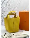 (BRAND NEW) 204 HERMES PICOTIN 18 IN JAUNE DE NAPLES CLEMENCE LEATHER -FULL SET-