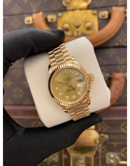 (LIKE NEW) 2000 ROLEX LADY DATEJUST FULL 18K 750 YELLOW GOLD REF 79178 DIAMOND DIAL 26MM AUTOMATIC WATCH -FULL SET-