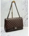 2010 CHANEL CLASSIC MAXI FLAP SHOULDER BAG IN DARK BROWN LAMBSKIN LEATHER