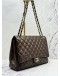 2010 CHANEL CLASSIC MAXI FLAP SHOULDER BAG IN DARK BROWN LAMBSKIN LEATHER