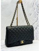 2014 CHANEL CLASSIC MAXI DOUBLE FLAP SHOULDER BAG IN BLACK CAVIAR LEATHER