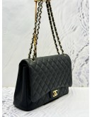 2014 CHANEL CLASSIC MAXI DOUBLE FLAP SHOULDER BAG IN BLACK CAVIAR LEATHER
