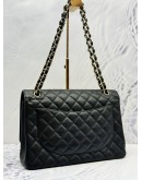 2014 CHANEL CLASSIC MAXI DOUBLE FLAP SHOULDER BAG IN BLACK CAVIAR LEATHER
