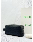 (UNUSED) 2024 BOTTEGA VENETA INTRECCIATO TRAVEL POUCH IN BLACK CALFSKIN LEATHER -FULL SET-