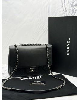2018 CHANEL SEASONAL FLAP SHOULDER AND CROSSBODY BAG IN BLACK CAVIAR LEATHER -FULL SET-